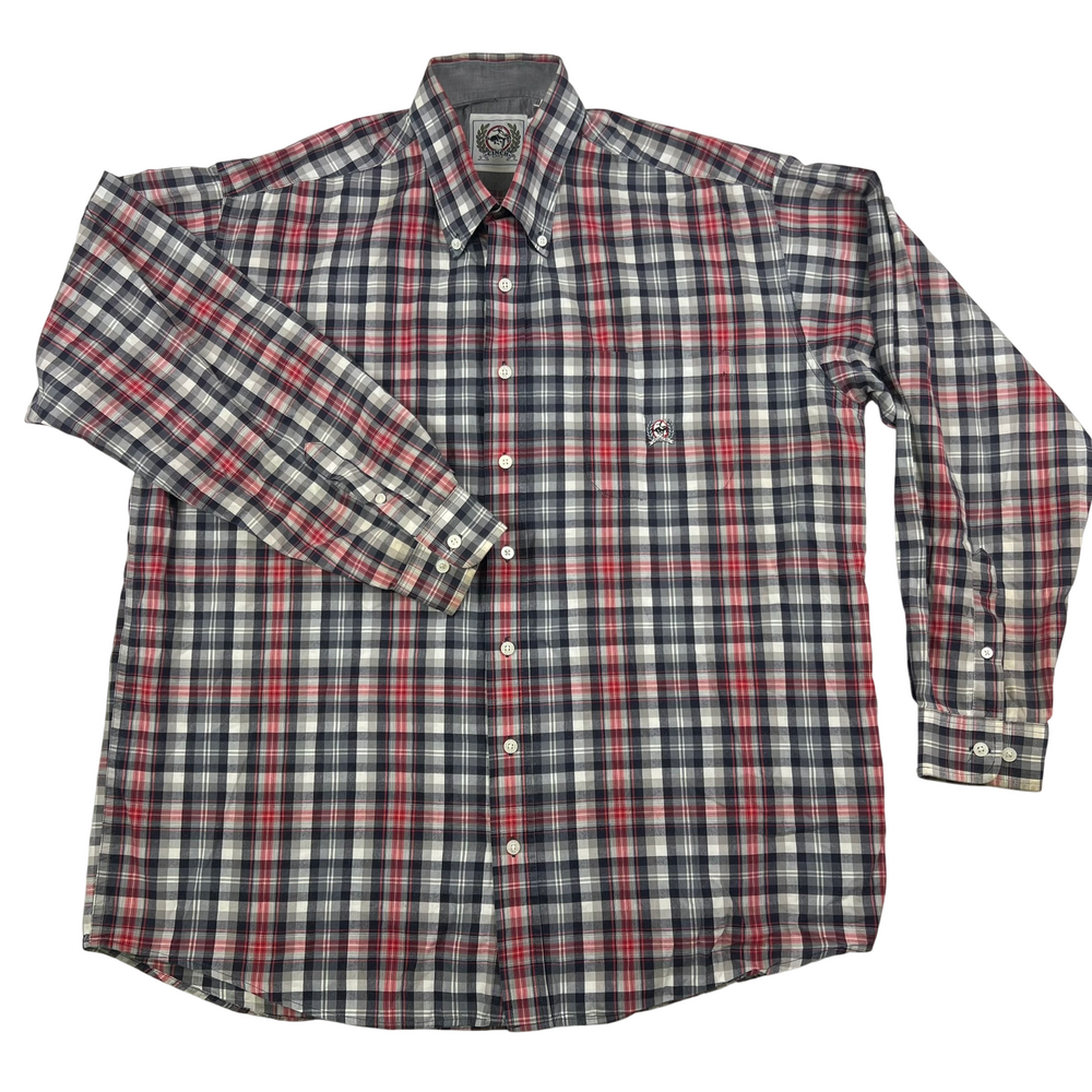 Cinch Shirt Mens Large Red Plaid Western Button Down Logo Rodeo Cotton